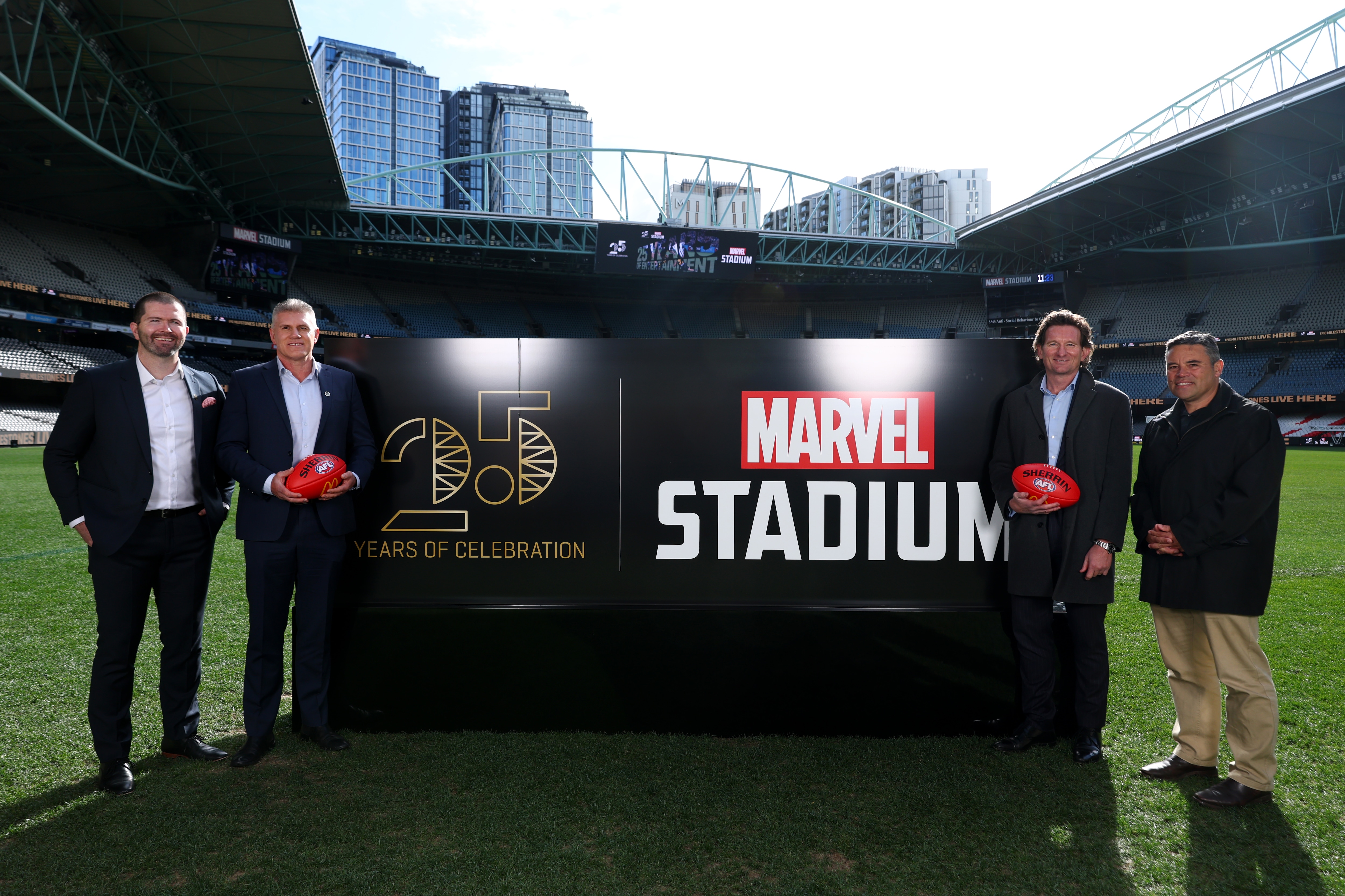 Marvel Stadium Sign Marvel Stadium celebrates 25 years: Top moments shared and $2.50 pies ...