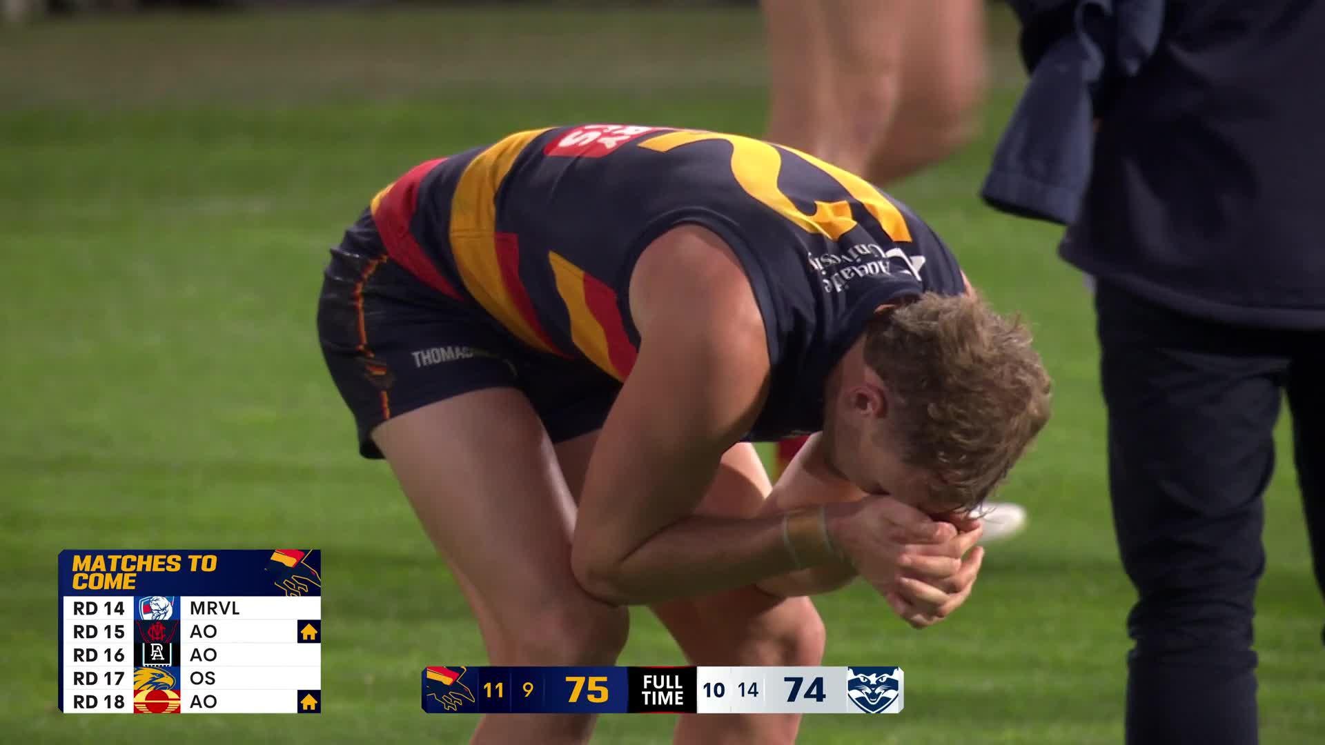 Jordan Dawson emotional after Adelaide's thrilling win