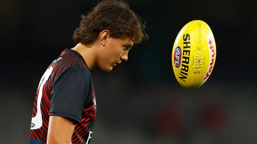 Tex Wanganeen warms up before round two, 2022. Picture: Getty Images