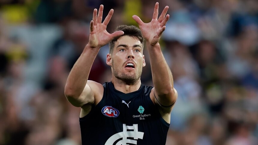 George Hewett in action during Carlton's draw with Richmond in round one, 2023. Picture: AFL Photos