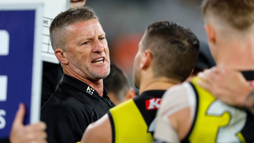 Damian Hardwick during Richmond's match against the Western Bulldogs in R4, 2023. Picture: AFL Photos