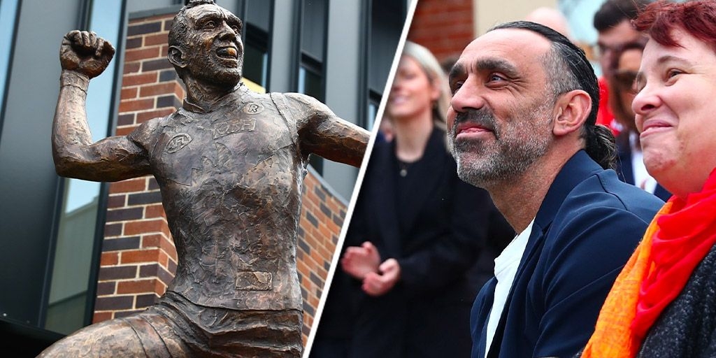 Statue of Sydney great Adam Goodes' famous 'war dance' unveiled at Swans HQ - Vimarsana News