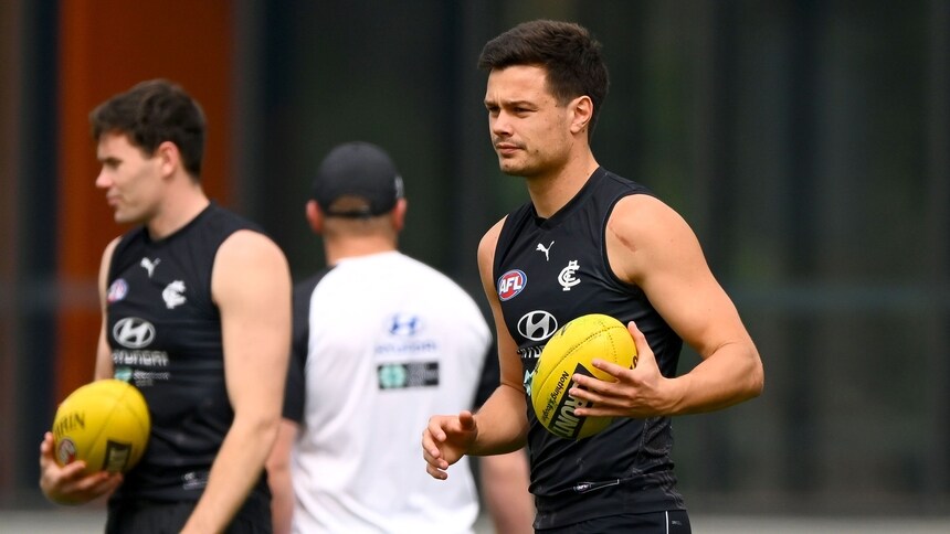 Jack Silvagni in action at a Carlton training session on September 18, 2023. Picture: AFL Photos/Getty Images