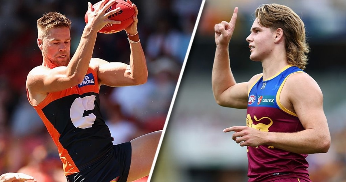 GWS Giants flyer Harry Himmelberg, young Brisbane Lion Will Ashcroft win Mark and Goal of the