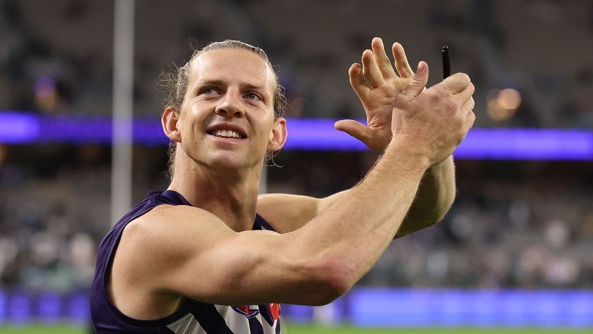 Nat Fyfe after the R24 match between Fremantle and Port Adelaide at Optus Stadium on August 25, 2024. Picture: Getty Image/AFL Photos