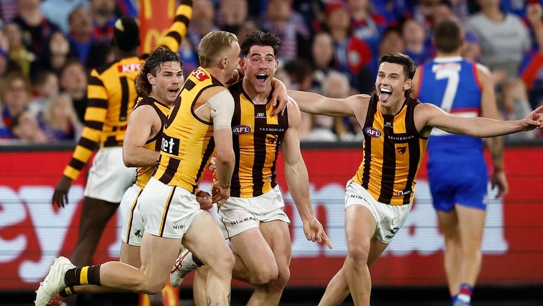 Brown and gold, gold, gold! Hawks down Dogs, into semis