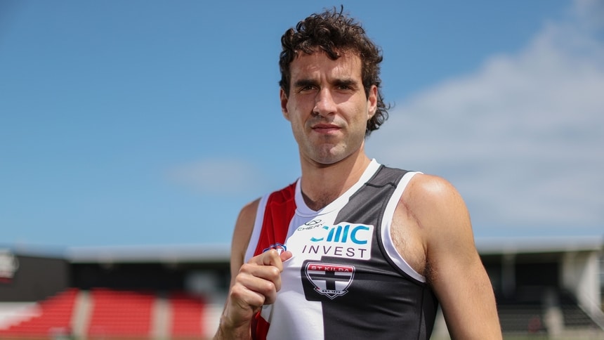 Max King during St Kilda's official team photo day at RSEA Park on January 28, 2025. Picture: AFL Photos