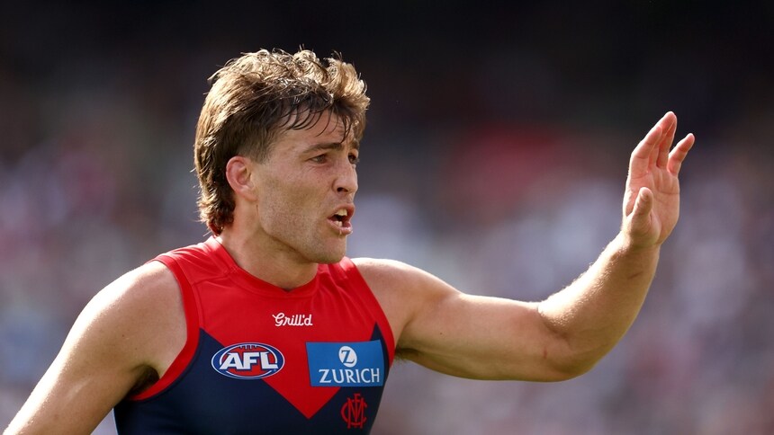 Jack Viney during the round six match between Melbourne and Fremantle at Melbourne Cricket Ground, on April 19, 2025. Picture: AFL Photos