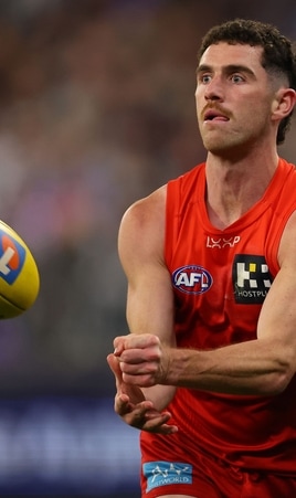 Sam Flanders handballs during Gold Coast's elimination final against Fremantle on September 6, 2025. Picture: Getty Images