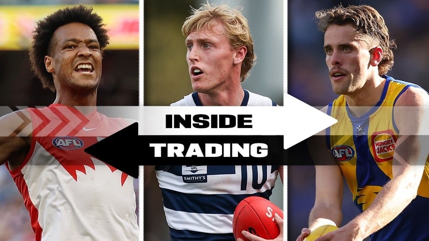 Joel Amartey, Mitch Knevitt and Tom McCarthy. Pictures: AFL Photos