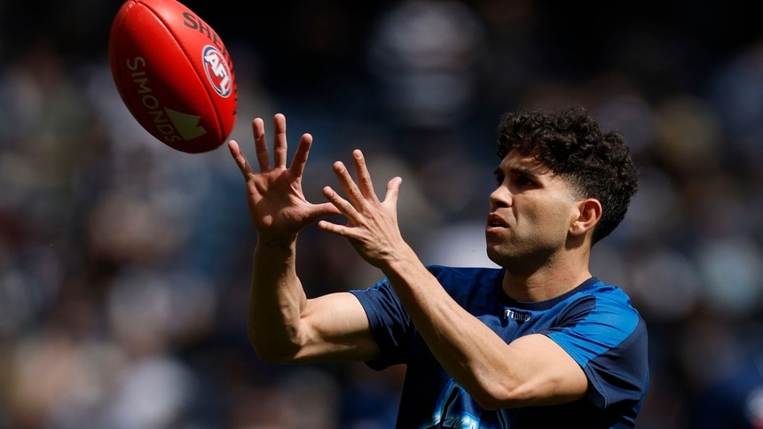 Tyson Stengle warms up ahead of the 2025 Toyota AFL Grand Final on September 27, 2025. Picture: AFL Photos/Getty Images