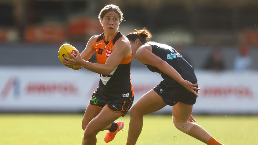 Katherine Smith in action during Greater Western Sydney's clash against Carlton in round 11, 2025. Picture: AFL Photos