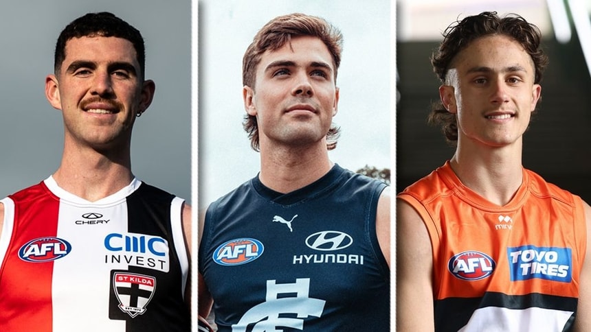 Sam Flanders, Campbell Chesser and Oskar Taylor. Pictures: St Kilda FC, Carlton FC, AFL Photos