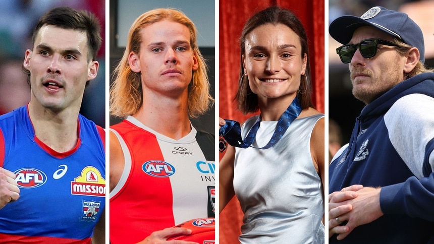 2025 BIG STORY COUNTDOWN, 40-31 (L-R): Sam Darcy, Tom De Koning, Ash Riddell, Tom Stewart. Pictures: AFL Photos