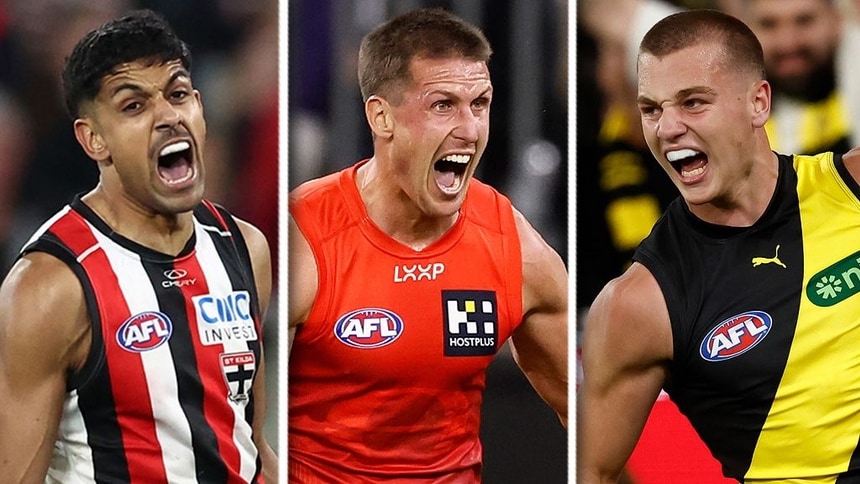 Nasiah Wanganeen-Milera, David Swallow, Sam Lalor. Pictures: AFL Photos