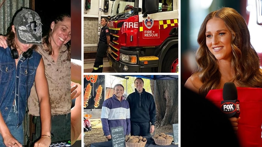 Clockwise (L-R): Georgia Garnett, Louise Stephenson, Ruby Schleicher, Jenna Bruton and Jasmine Garner. Pictures: AFL Photos, Instagram