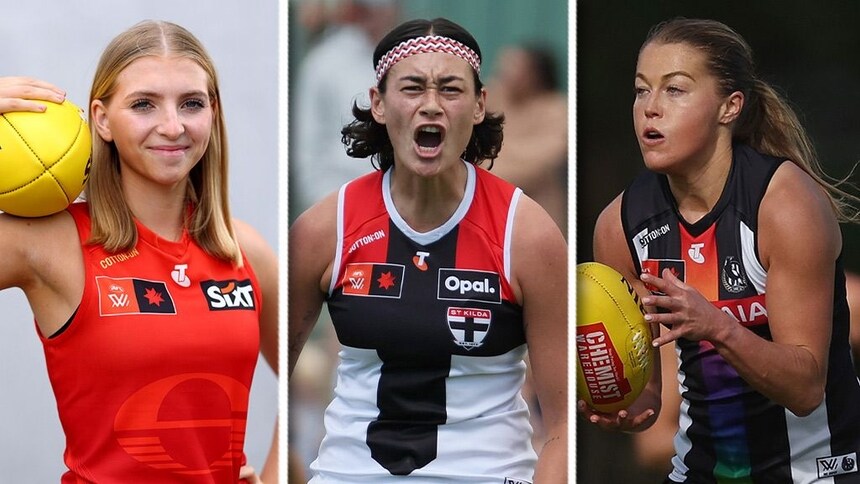 L-R: Sunny Lappin, Jesse Wardlaw, and Sarah Rowe. Pictures: AFL Photos