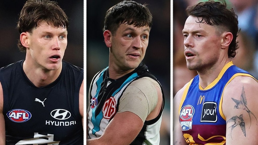 Sam Walsh, Zak Butters and Lachie Neale. Pictures: AFL Photos