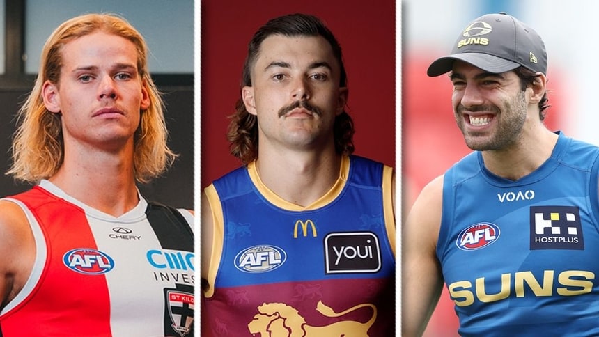 Tom De Koning, Sam Draper and Christian Petracca. Pictures: AFL Photos/St Kilda FC