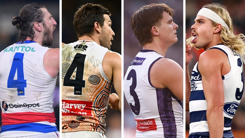 (L-R) Marcus Bontempelli, Toby Greene, Caleb Serong, Bailey Smith. Pictures: AFL Photos