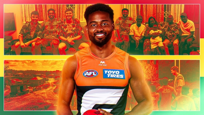 Connor Idun has been exploring his Ghanaian heritage. Pictures: AFL Photos / Supplied. Design: Luke Barton