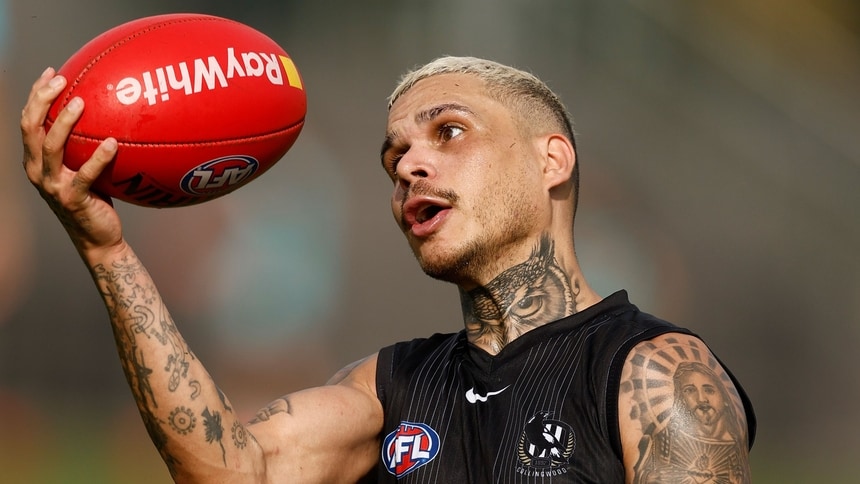 Bobby Hill in action during Collingwood's training session at Olympic Park Oval on March 23, 2026. Picture: AFL Photos