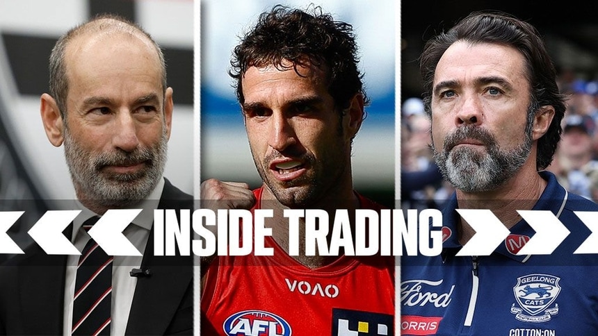 L-R: Andrew Bassat, Ben King, Chris Scott. Pictures: AFL Photos