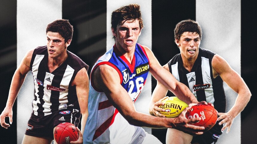 Scott Pendlebury in action for Gippsland Power in 2005, and during the first two years of his career. Pictures: AFL Photos