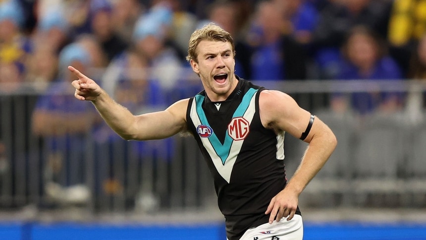 Jason Horne-Francis during the round 13 match between West Coast and Port Adelaide at Optus Stadium, June 6, 2026. Picture: AFL Photos
