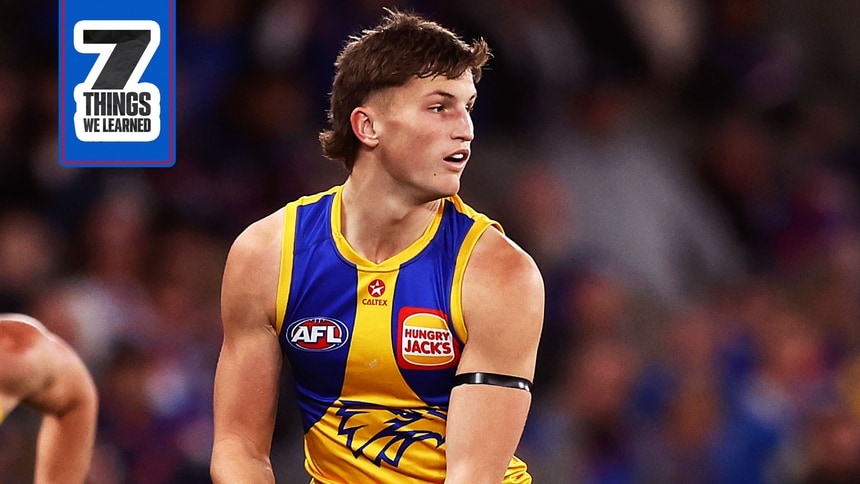 Jobe Shanahan during West Coast's match against the Western Bulldogs in 2025. Picture: AFL Photos