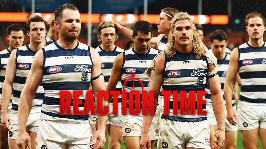 Geelong players walk from the field after the match between Greater Western Sydney and Geelong at Engie Stadium in round 18, 2026. Picture: AFL Photos