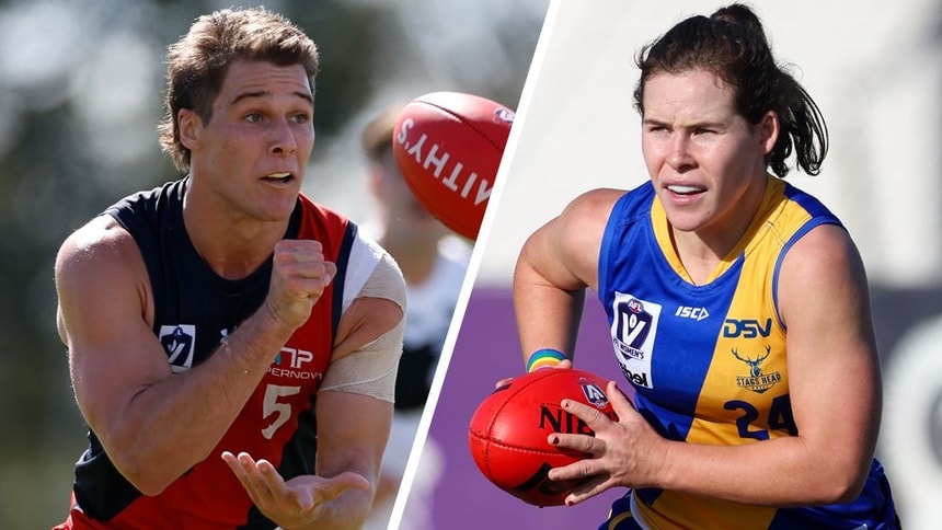Hugo Bromell and Megan Williamson. Pictures: AFL Photos
