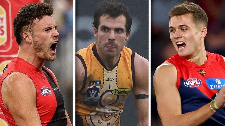 Nik Cox, Finn Maginness, Paddy Cross. Pictures: AFL Photos