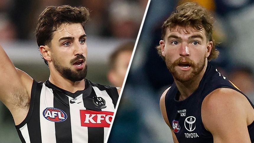 Josh Daicos and Finnbar Maley. Pictures: AFL Photos