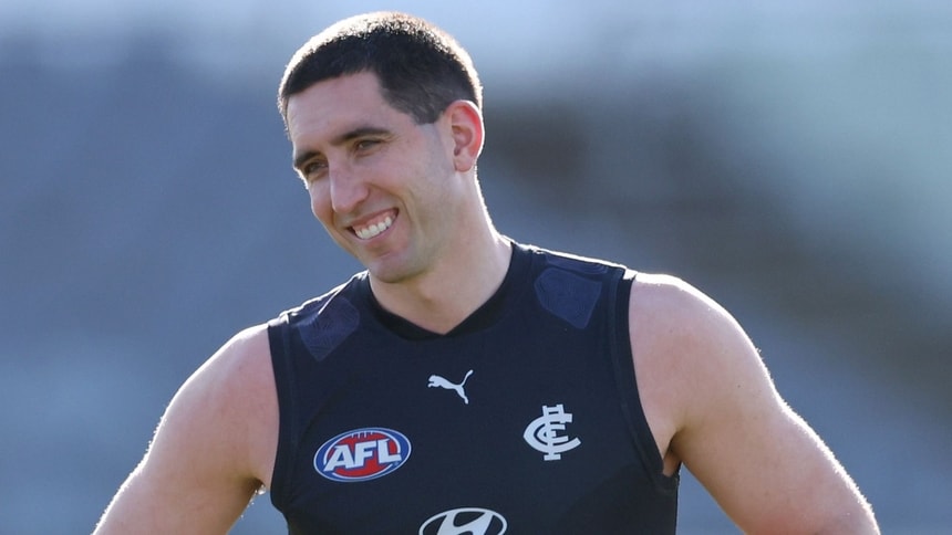 Jacob Weitering during a Carlton training session at Ikon Park on August 7, 2026. Picture: AFL Photos