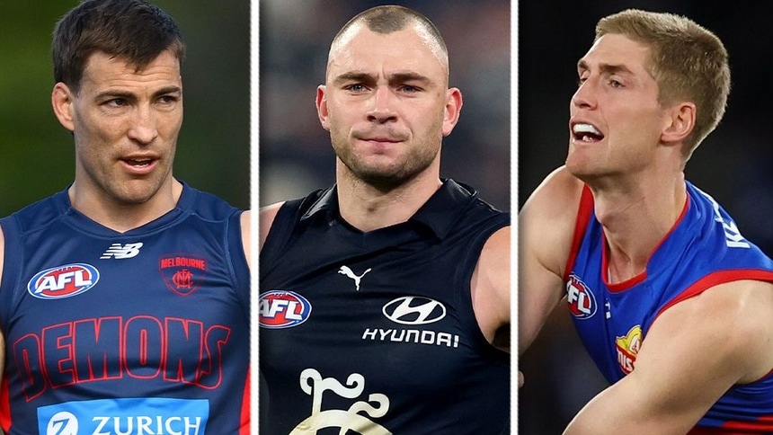 Jack Viney, Will Hayward and Tim English. Picture: AFL Photos