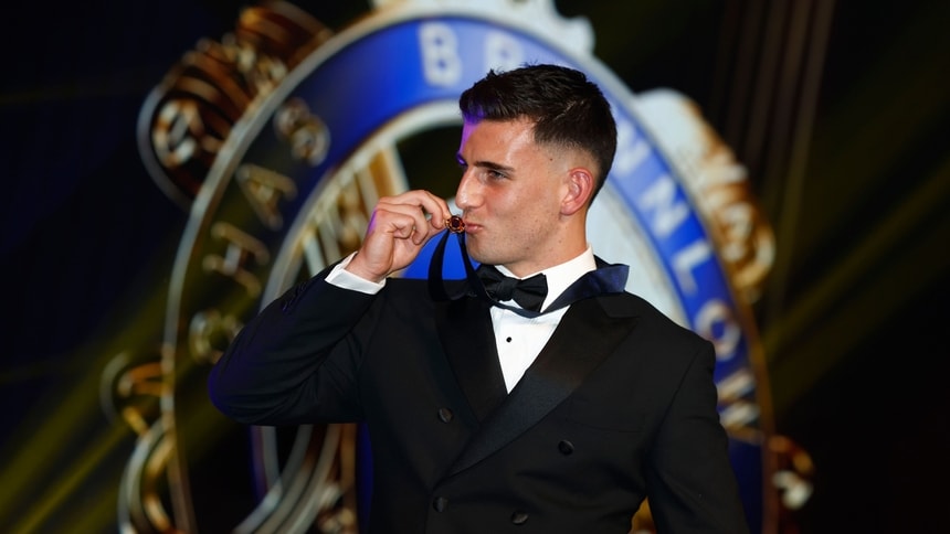 Nick Daicos celebrates winning the 2026 Brownlow Medal. Picture: AFL Photos