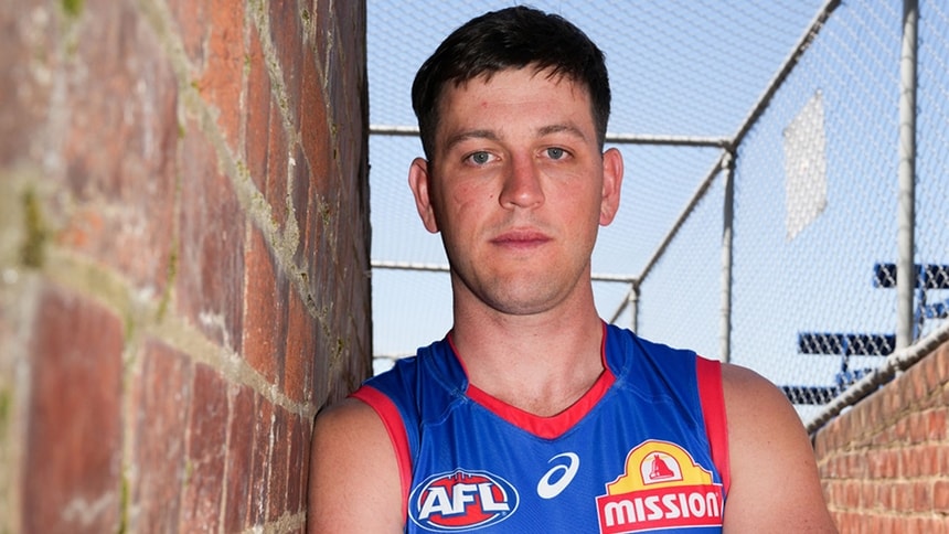 Zak Butters is unveiled as a Western Bulldogs player on October 9, 2026. Picture: Western Bulldogs FC