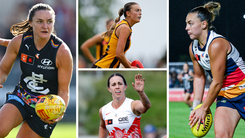 (Clockwise from left): Erone Fitzpatrick, Aine McDonagh, Ebony Marinoff and Chloe Molloy. Pictures: AFL Photos