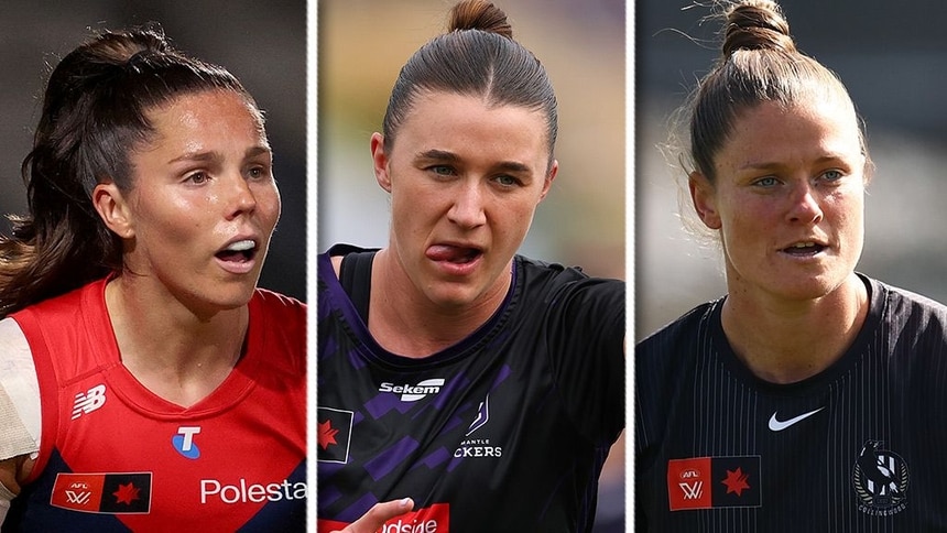 L-R: Kate Hore, Emma O'Driscoll, Bri Davey. Pictures: AFL Photos